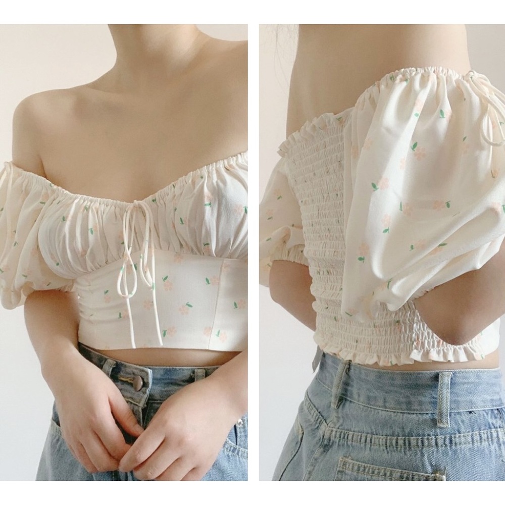 Y2K Cropped Puff Sleeve Top